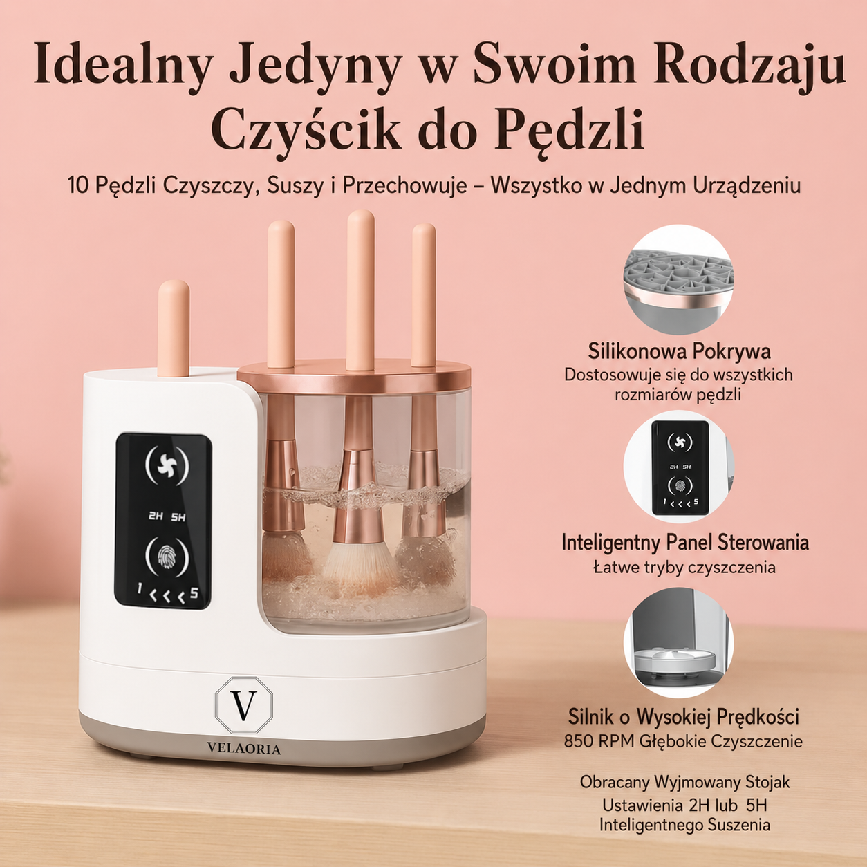 Velaoria Sterylizator i Myjka do Pędzli 3w1